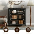 thumbnail image 4 of Surmoby 34.3" Rattan Sideboard Buffet Cabinet Set of 3,Boho Sideboard Storage Cabinet with Doors Farmhouse Kitchen Buffet Credenza, Liquor Cabinet Accent Cabinet,Black Oak, 4 of 7