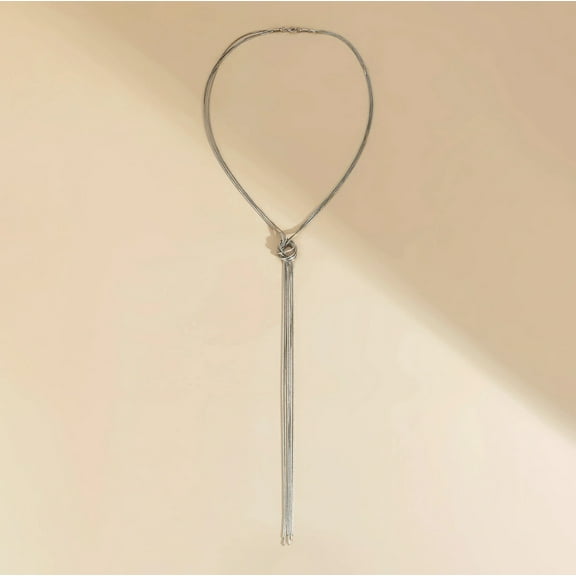 Silvertone Multistrand Knot Lariat