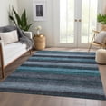 thumbnail image 6 of HomeRoots 623251 10 x 14 ft. Teal, Blue & Gray Striped Washable Transitional Indoor & Outdoor Rectangle Area Rug, 6 of 9