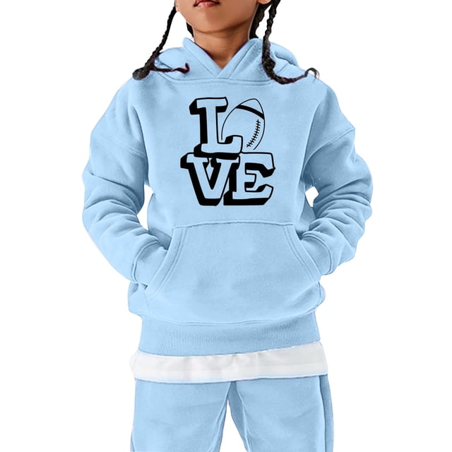 Football Fans Sports Hoodie for Girls Rugby Player Retro Pullover Sweatshirt Teen Athletic Kids Top
