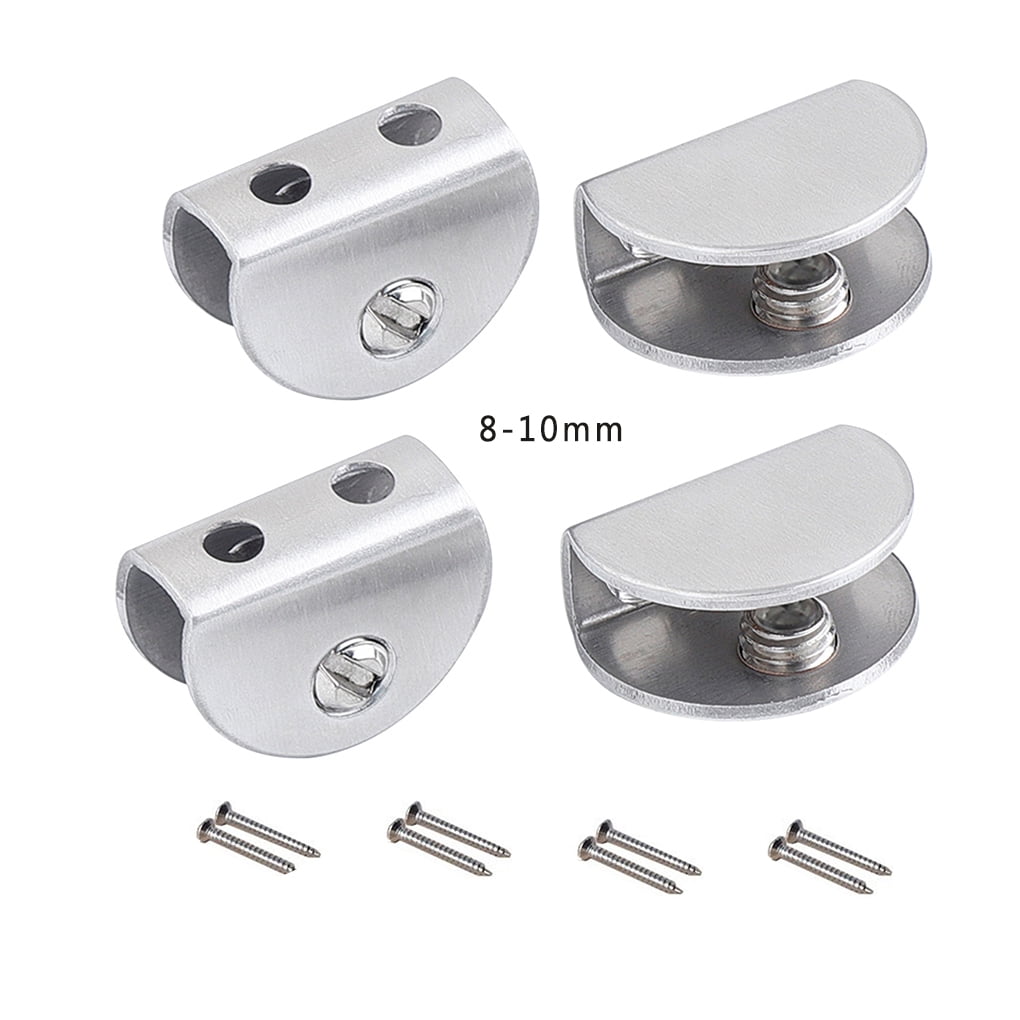 8/16X Glass Clamp Stainless Steel 304 Clip Flat Back Bracket For Handrail 8-10MM