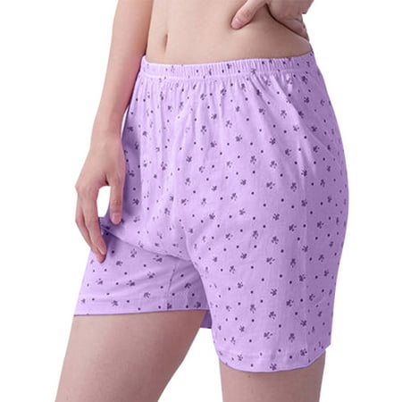 Aueoeo Women Plus Size Boxers Briefs Soft Cotton Briefs Floral Printed Daily Panties Mid Waist Loose Fits Undies