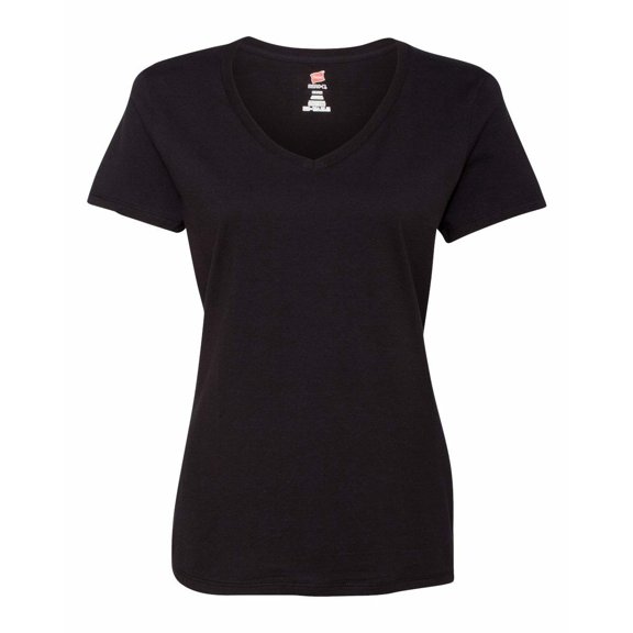 Simple Plain Woman T-shirt V-neck Nano-T Color Black Small