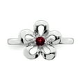 thumbnail image 4 of Sterling Silver Polished Garnet Flower Ring, 4 of 5