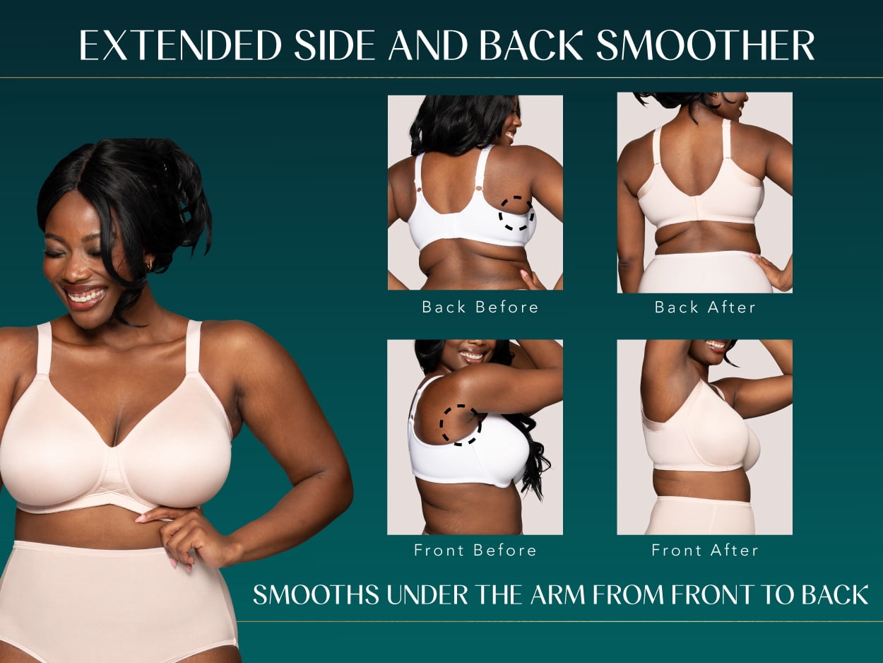Vanity Fair Lingerie Women's Beauty Back Wireless Bra with Extended Side and Back Smoothing, Style 71267