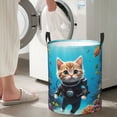 thumbnail image 5 of Fuzoiu Underwater Diving Cat Print Circular Hamper,Laundry Basket with Handle,Collapsible Laundry,Dirty Clothes Storage Basket,for Bedroom Bathroom Dorm Living Room-Small, 5 of 6