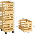 thumbnail image 3 of Bamboo Fruit Basket Stand, Potato and Onion Storage Cart, 3-Tier Fruit Basket with Wheels, Vegetable Storage for Kitchen Floor (Self-assembly), 3 of 7