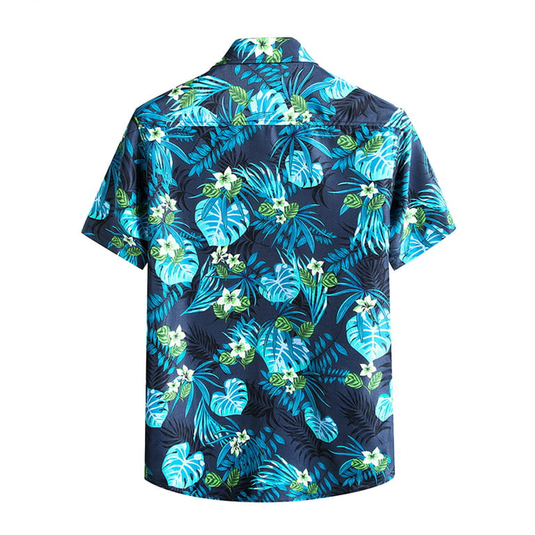 Eashery Hawaiian Shirt Men's Fishing Shirts with Zipper Pockets