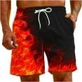 thumbnail image 6 of Midsumdr Mens Shorts 2025 Hawaiian Fashion Flame Printed Plus Size Shorts Summer Casual Drawsting Beach Shorts with Pockets, 6 of 7