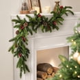 thumbnail image 4 of Artificial Cedar Christmas Garland with Berries Pinecones, 6FT Xmas Mantle Fireplace Table Stair Railing Holiday Indoor Decor, 4 of 6