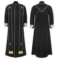 thumbnail image 1 of RUNQHUI Men's Priest Robe With Gold Trim And Cross Front Zip Closure For Church Worship And Cosplay Black L, 1 of 7