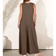 thumbnail image 3 of Women's Sleeveless V Neck Wide Leg Jumpsuit Casual Loose Pocket Maxi Romper, 3 of 5