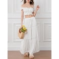 thumbnail image 5 of Michellecmm  Women’s Two Piece Outfits Off Shoulder Frill Crop Tops and Long Skirt, 5 of 9