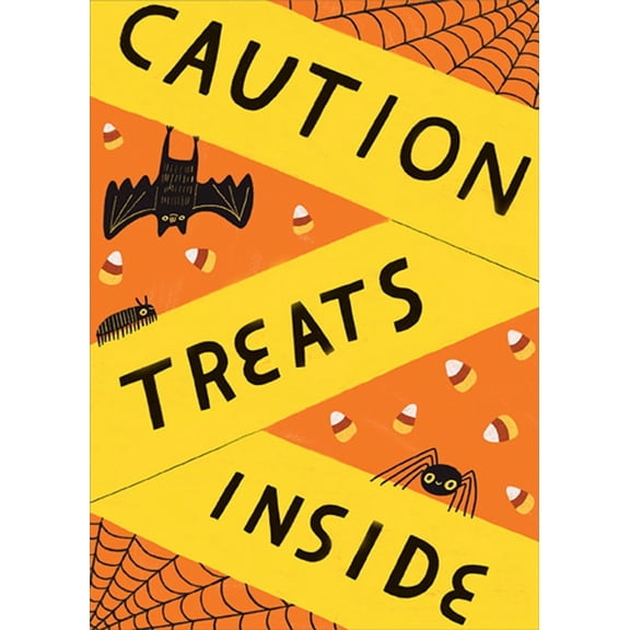 RSVP Caution Treats Inside : Bats and Yellow Caution Tape Juvenile 3D Pop Up Halloween Card for Kid : Kids : Children