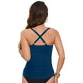 thumbnail image 4 of Zhden Womens Tankini Tops Underwire Tankini Top Sexy V Neck Swim Top Only Twist Front Tummy Control Swimwear Top（Navy,M）, 4 of 9
