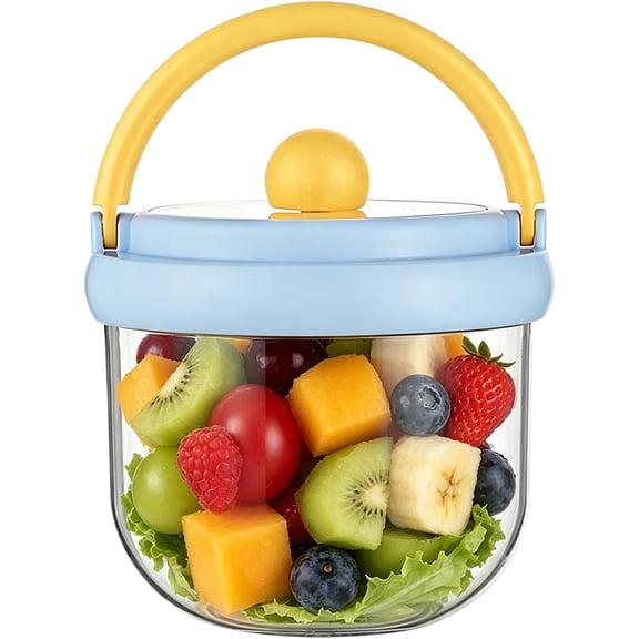 Salad Containers, 600ml Leak-Proof Portable Food Jar for Travel Work