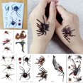 thumbnail image 2 of Pegatinas de tatuajes de araña/escorpión/Mosquito, arte corporal temporal de Halloween, cuello, pierna, pegatina desechable, pegatina de araña Punk extraíble, 2 of 4