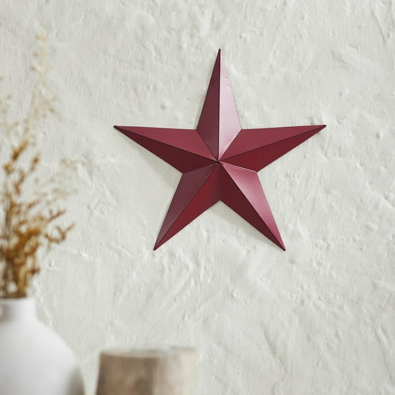 VHC Brands Patriotic Metal Star Distressed 12x12, Independence Day Decor, Decorative Wall Hanging, Rustic Farmhouse Decorations, Burgundy, Black