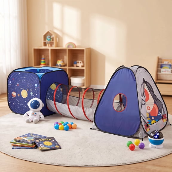 PAWON 3-Piece Kids Space Astronaut Pop Up Play Tent and Crawl Tunnel Set