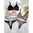 thumbnail image 5 of 3pack Floral Lace Bra & Panty Lingerie Set Comfort Mesh, 5 of 6