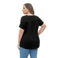 thumbnail image 3 of FOLUNSI Women's Plus Size Summer Tops Short Sleeve Lace Pleated Blouses Tunic Tops M-4XL, 3 of 6