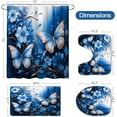 thumbnail image 6 of 4 Pcs Navy Blue Floral Butterfly Shower Curtain Set with Non-Slip Rugs, Modern Toilet Lid Cover and Bath Mat, Elegant Bathroom Decor Set with Shower Curtain and Rugs(Hooks Not Included), 6 of 6