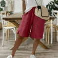 thumbnail image 2 of JULMCOMO Khaki Linen Capri Pants for Women Linen Capri Pants Knee Length High Waisted Plus Size Shorts Dressy Casual Pedal Pushers with Pockets Wine XL, 2 of 7