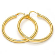 Diamond Cut Large Hoop Earrings 18K Gold