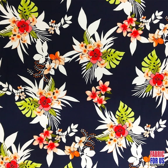 Plumeria Flowers ITY Poly-Spandex Stretch Fabric 58"/60" Wide
