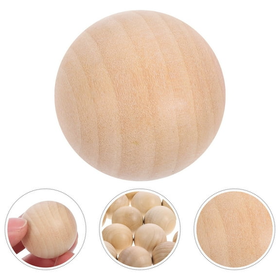 Beaupretty 30Pcs Round Wooden Ball Beads Natural Solid Lotus Wood for Creative Craft Projects