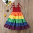 thumbnail image 3 of Robe Fille Arc-en-Ciel Vêtements d'Automne Enfants Robe Longue en Coton Coloré, 140cm, 3 of 9