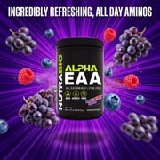 NutraBio Alpha EAA - All-Day Aminos - Recovery, Energy, Focus, and Hydration Supplement - Full Spectrum EAA BCAA Matrix, Electrolytes, Nootropics, Coconut Water - 30 Servings - Grape Berry Crush