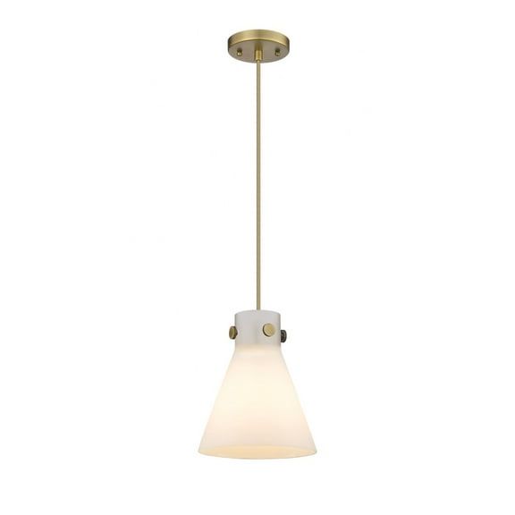 Innovations Lighting Newton Cone - 1 Light 8" Cord Hung Pendant Brushed Brass/Matte White