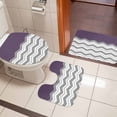 thumbnail image 5 of Grey Ripple Bathroom Rugs Set Grey Striped Simple Non Slip Absorbent Soft Bath Mats 3 Piece Set with Bathroom Rug, U-Shaped Floor Mat, Toilet Seat Cover Small Size, 5 of 9