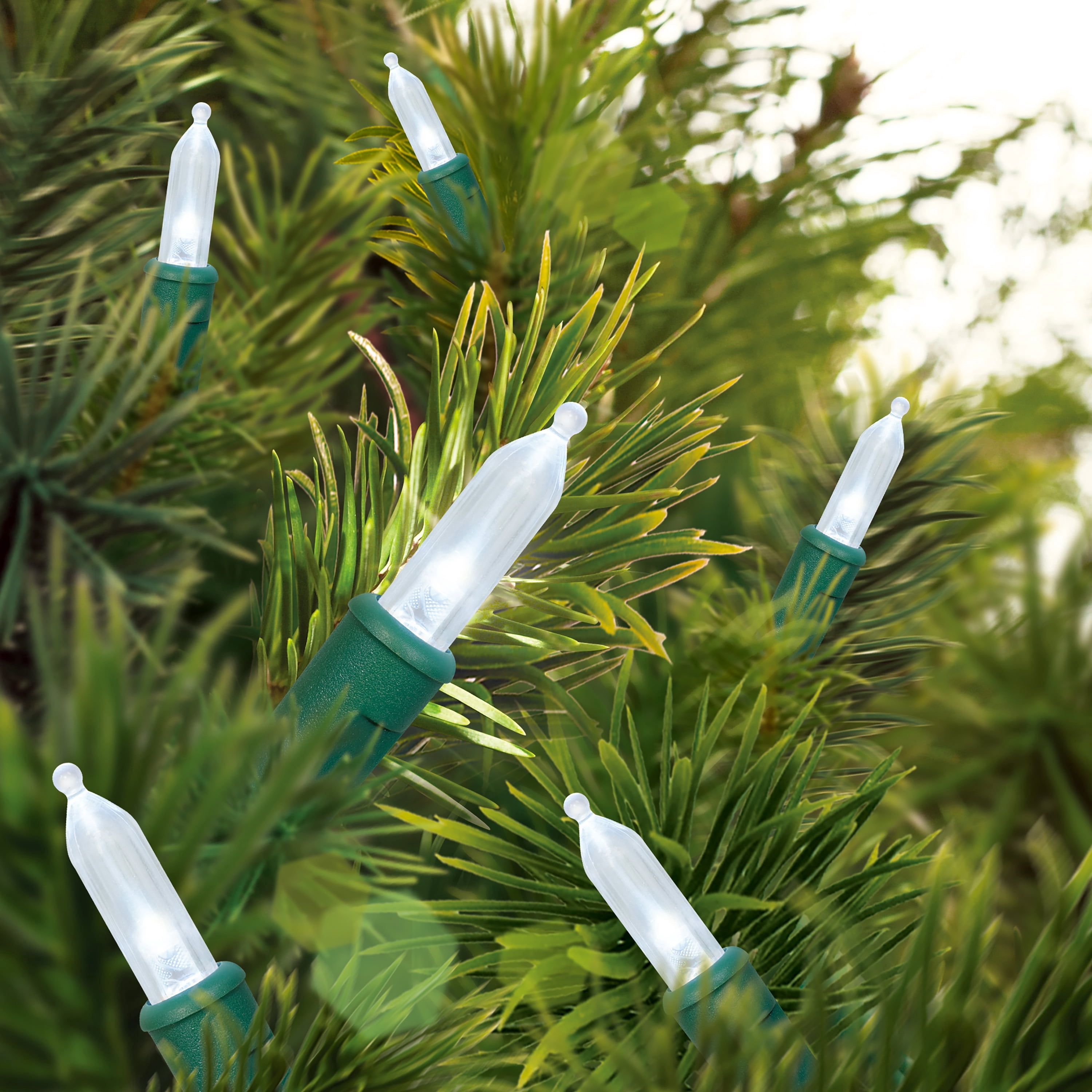 Indoor/Outdoor 100-Count LED Mini Christmas String Lights, Cool White, Green Wire, 19.5', by Holiday Time