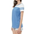 thumbnail image 6 of STARVNC Women Stripe Splice Short Sleeve Crew Neck Shirt, 6 of 7