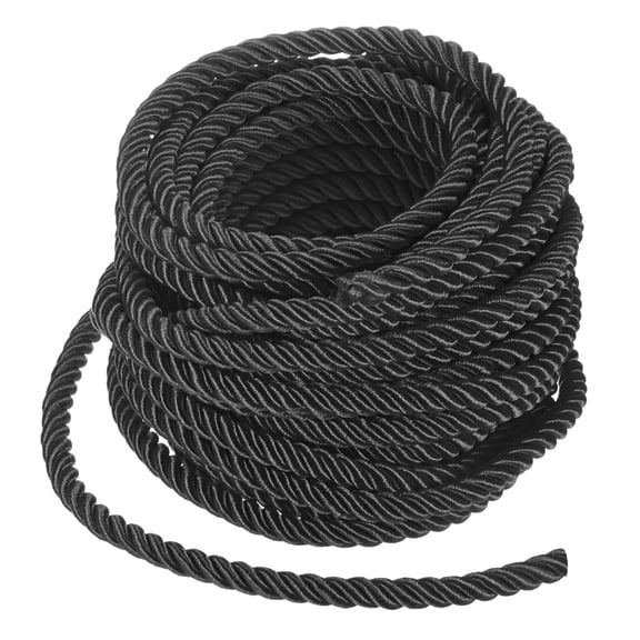 Uxcell 11 Yards Soft Twisted Rope Trim, 8 mm/0.31 in Black Polyester Twisted Silk Rope Cord for DIY Craft