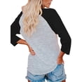 thumbnail image 2 of Sonducket Camiseta Mujer Letras De Navidad Cuello Tops Manga 3/4 Otoño Invierno Camiseta Estampada Ropa, Negro, S Prendas para la parte del cuerpo Mangas 3/4 negras METRO, 2 of 5