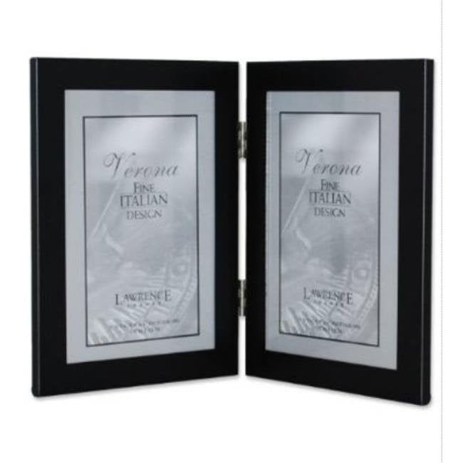 Silver Tone Dual Photo Frame #PF71 Hinged Wave Design Holds Two 4x6 Prints 