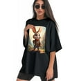 thumbnail image 3 of Plus Size Shirt for Women Black Tops for Women Short Sleeves Shirt for Women Rabit T Shirt Oversized Shirt for Women S, 3 of 5