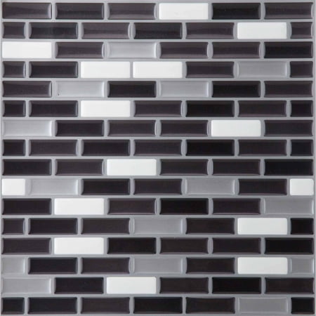 Achim Magic Gel Silver/Black 9.125x9.125 Self Adhesive Vinyl Backsplash Wall Tile - 1 Tile/0.75 sq Ft.