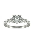 thumbnail image 1 of 0.70 Carat Excellent Heart Cut Real Diamond Latest Design Solitaire with Accents Engagement Ring for Ladies Solid 14K White Gold Size 7.5, 1 of 6