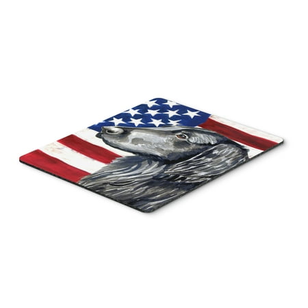 USA American Flag with Flat Coated Retriever Mouse Pad, Hot Pad or Trivet
