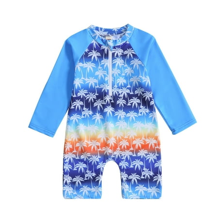 

ZRBYWB Children s Swimsuit Long Sleeve Boys Coconut Tree Swimsuit In Small Children Sunscreen Surf Suit Boys Swimsuit Cute Swimwear