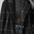 thumbnail image 5 of Women's Retro Lapel Long Plaid Coat 2025 Fall Winter Casual Elegant Double-breasted Work Suit Jacket, 5 of 8