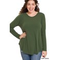 thumbnail image 2 of Zenana Plus Size Relaxed Fit Long Sleeve Round Neck & Hem Jersey Tee Shirt Top, 2 of 4