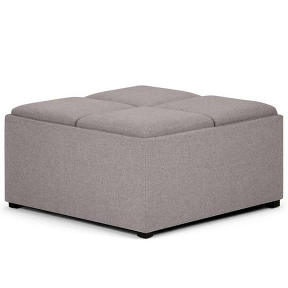 Pemberley Row Solid Wood Cloud Gray Ottoman Square Multi-functional 35" Unassembled