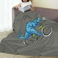 thumbnail image 6 of Zufioo Fun Riding Dinosaur Fleece Blanket Queen Size,Plush Bed Blanket,Ultra Soft Throw Blanket,Plush Fuzzy Cozy Blanket Perfect for Bed,Couch-50"x40", 6 of 7