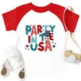 thumbnail image 3 of XADYUY Girls PARTY IN THE USA Shirts Usa Flag Print Patriotic Tee Tops 4th Of July Shirts Crewneck Raglan Sleeve T-Shirt Fashion Independent Day Tee Shirts 3-4 Years,Light Blue, 3 of 5