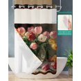 thumbnail image 2 of No Hook Shower Curtain with Snap in Liner, Flowers Pink Tulips in Bottle Hotel Shower Curtains for Bathroom, Washable Shower Curtain Liner Set with Mesh Top Window, 36"x78", 2 of 6